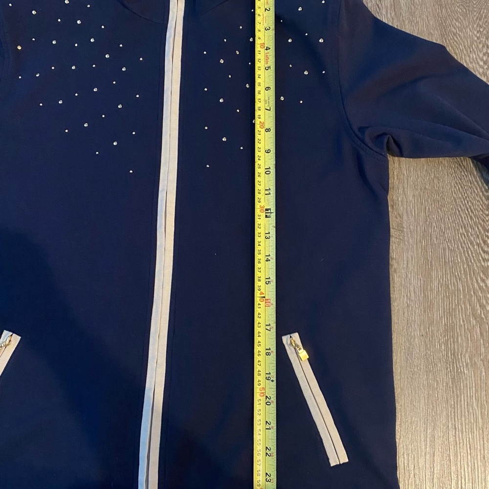 Alia Blue with golden metal decorations /Zip Up Cardigan Size M - Picture 7 of 10